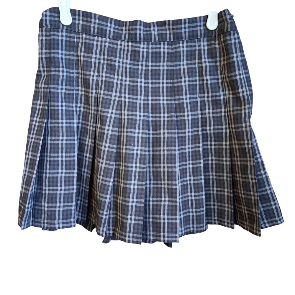 Aerie Black and Gray Plaid Pleated Schoolgirl Mini Skirt Medium EUCโ